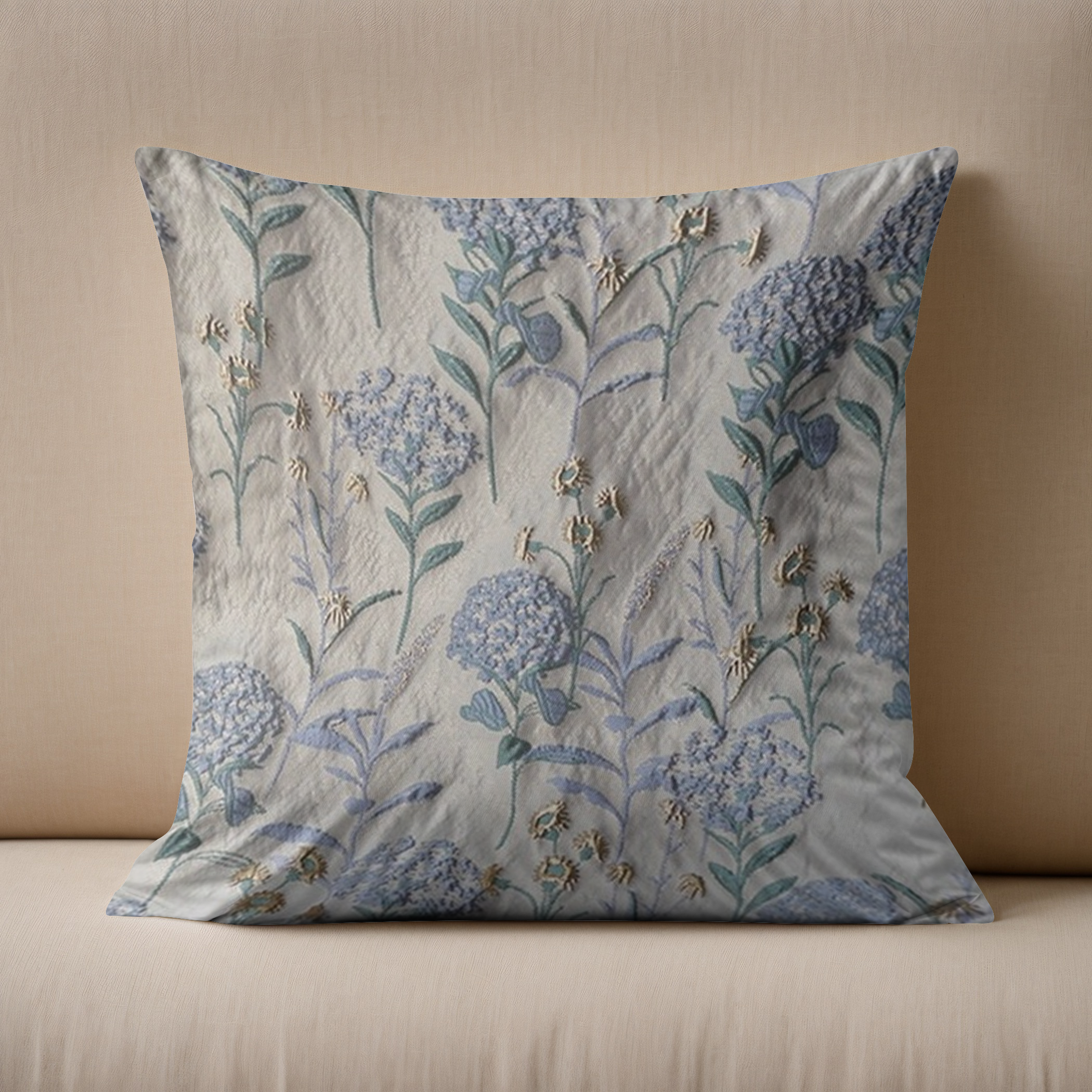 Floral Embroidered Throw Pillow