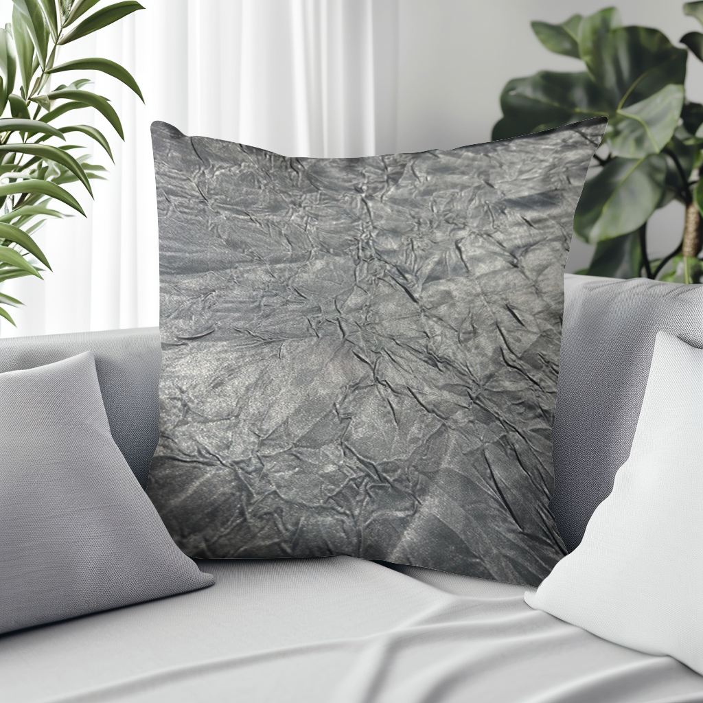 Gray Crinkle Satin Pillow Cover