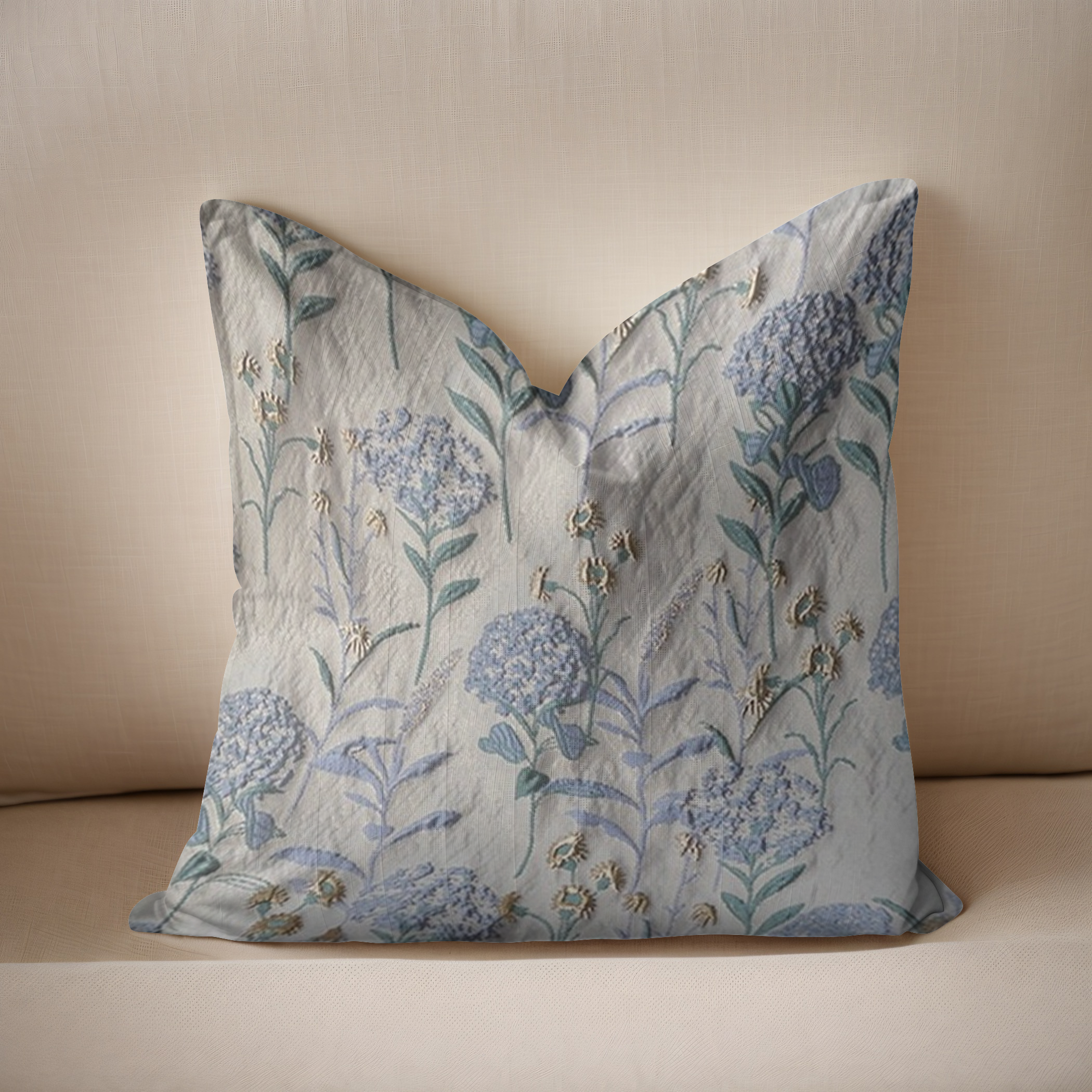 Floral Embroidered Throw Pillow