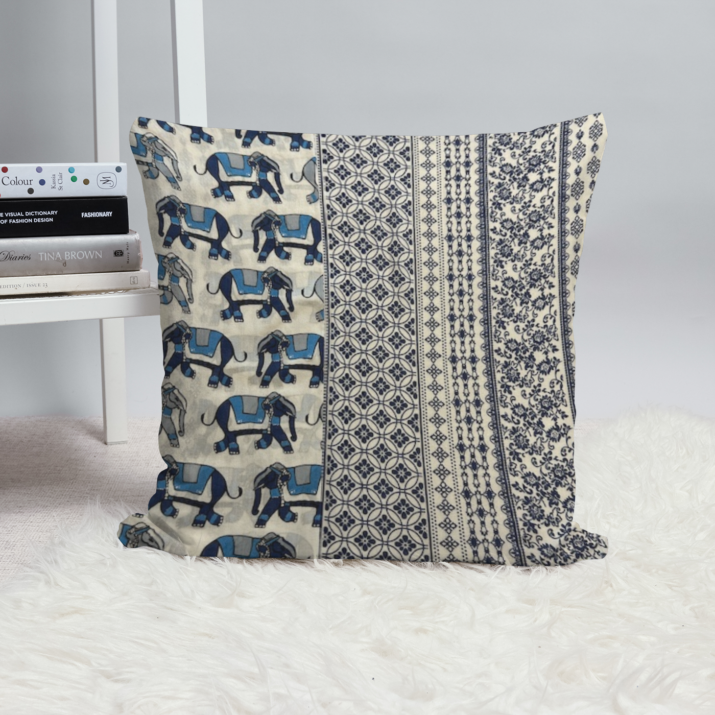 Elephant Motif Pillow Cover