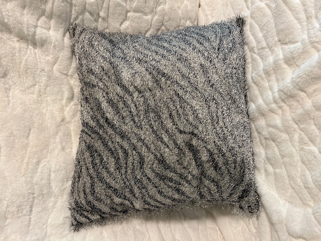 Silver Zebra Faux Fur Decorative Pillow