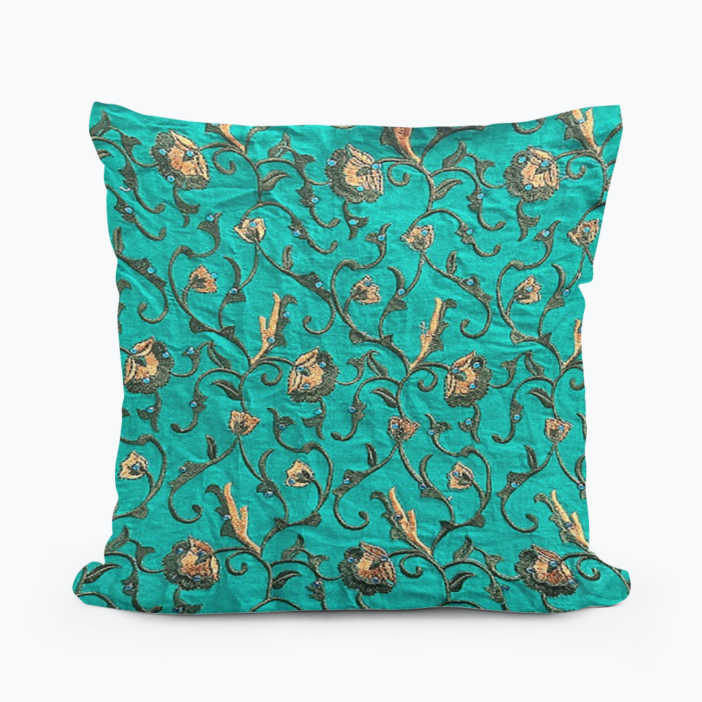 Embroidered Floral Pillow Cover