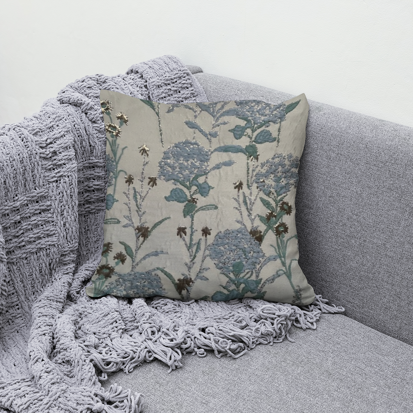 Floral Embroidered Throw Pillow Cover
