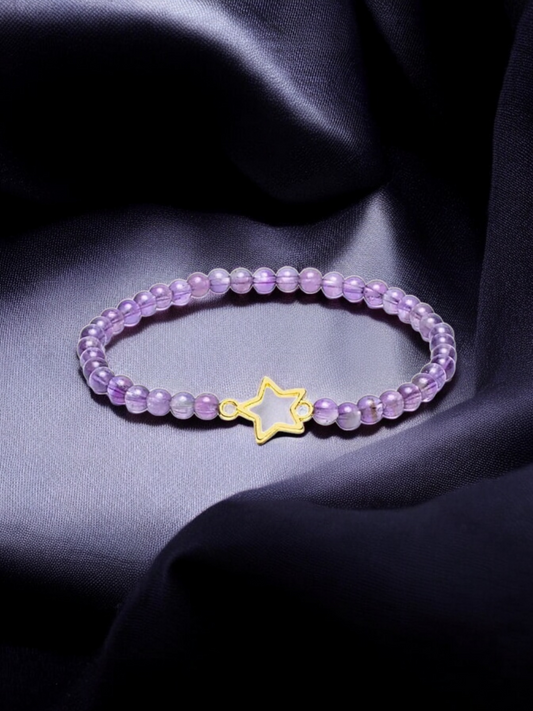 Armband Amethyst elastisch mit Sternanhänger