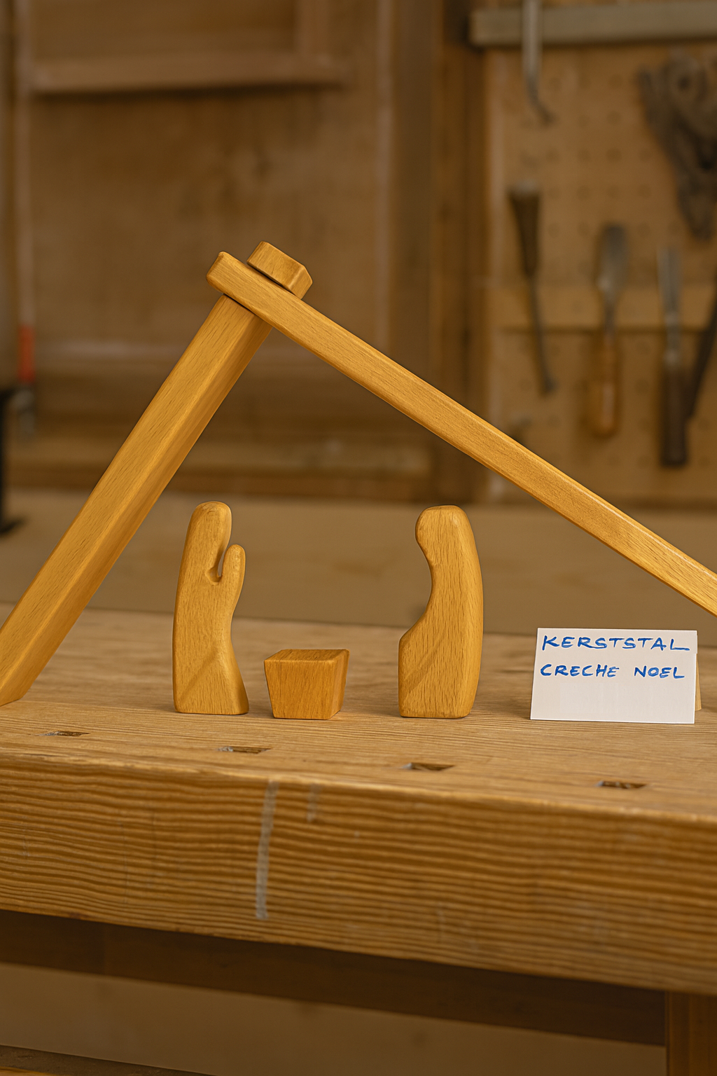 Crèche de Noël en bois exotique - Kerststal in exotisch hout