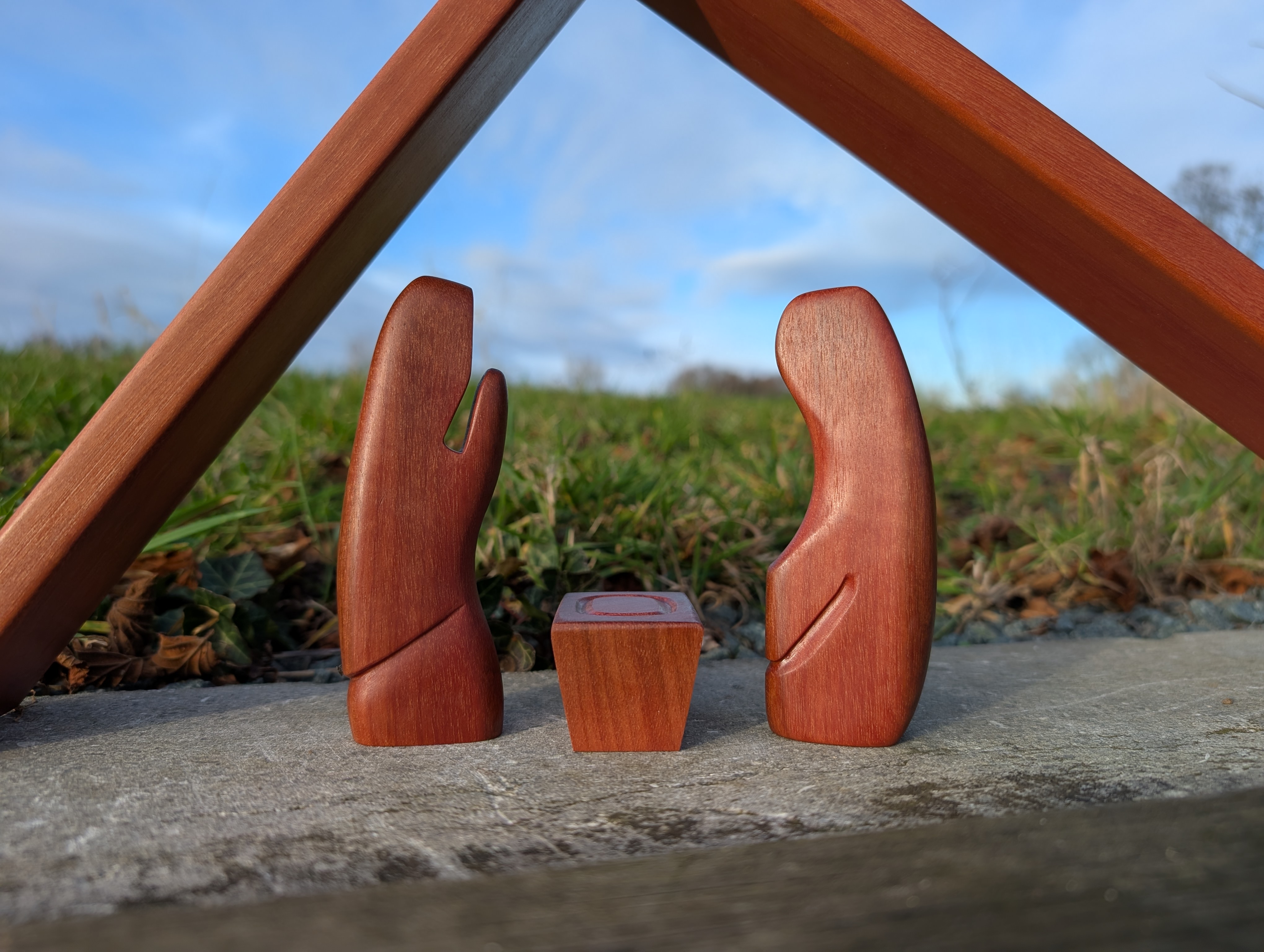 Crèche de Noël en bois exotique - Kerststal in exotisch hout
