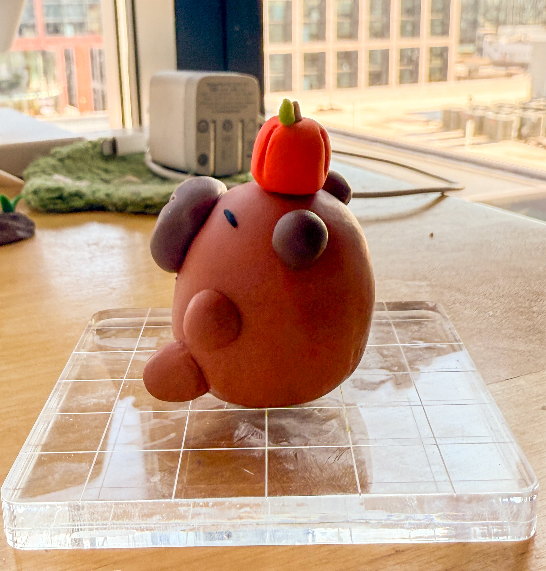 Handmade Pumpkin Capybara Figurine 