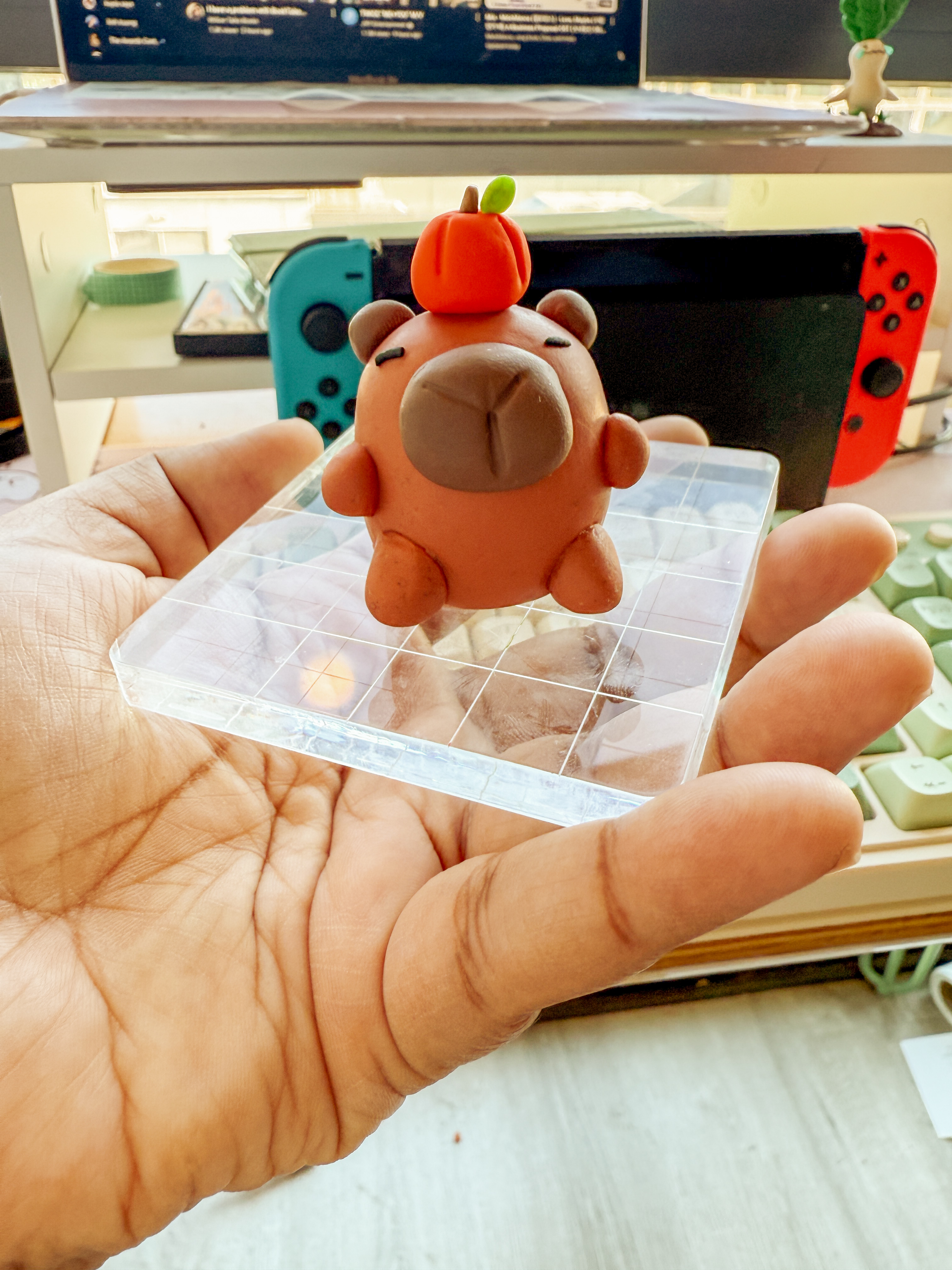 Handmade Pumpkin Capybara Figurine 