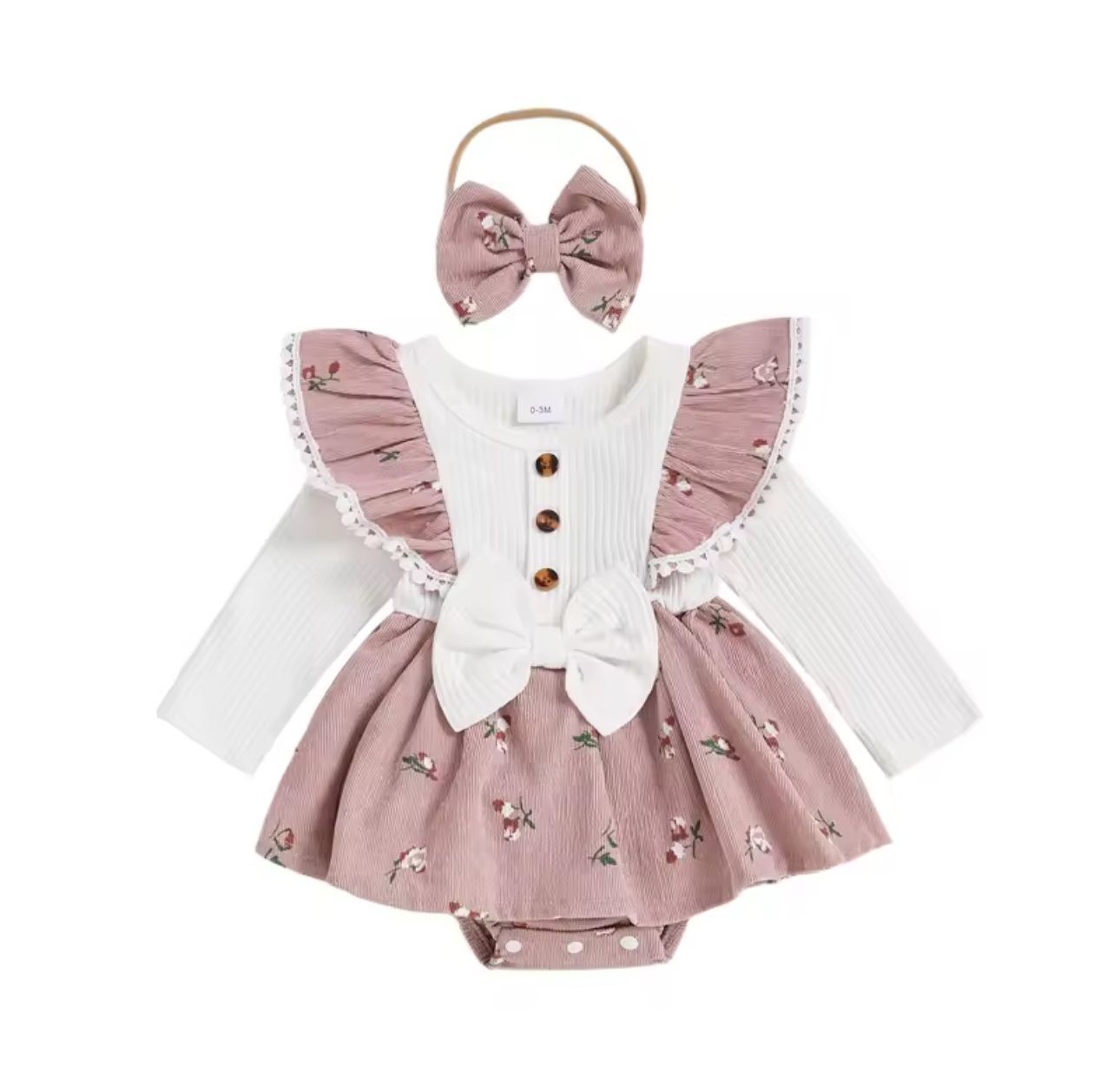 Baby Girl Floral Romper Dress Set