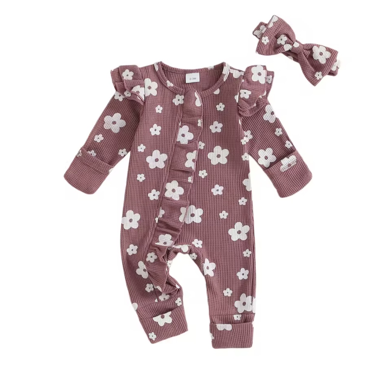 Baby floral romper with headband