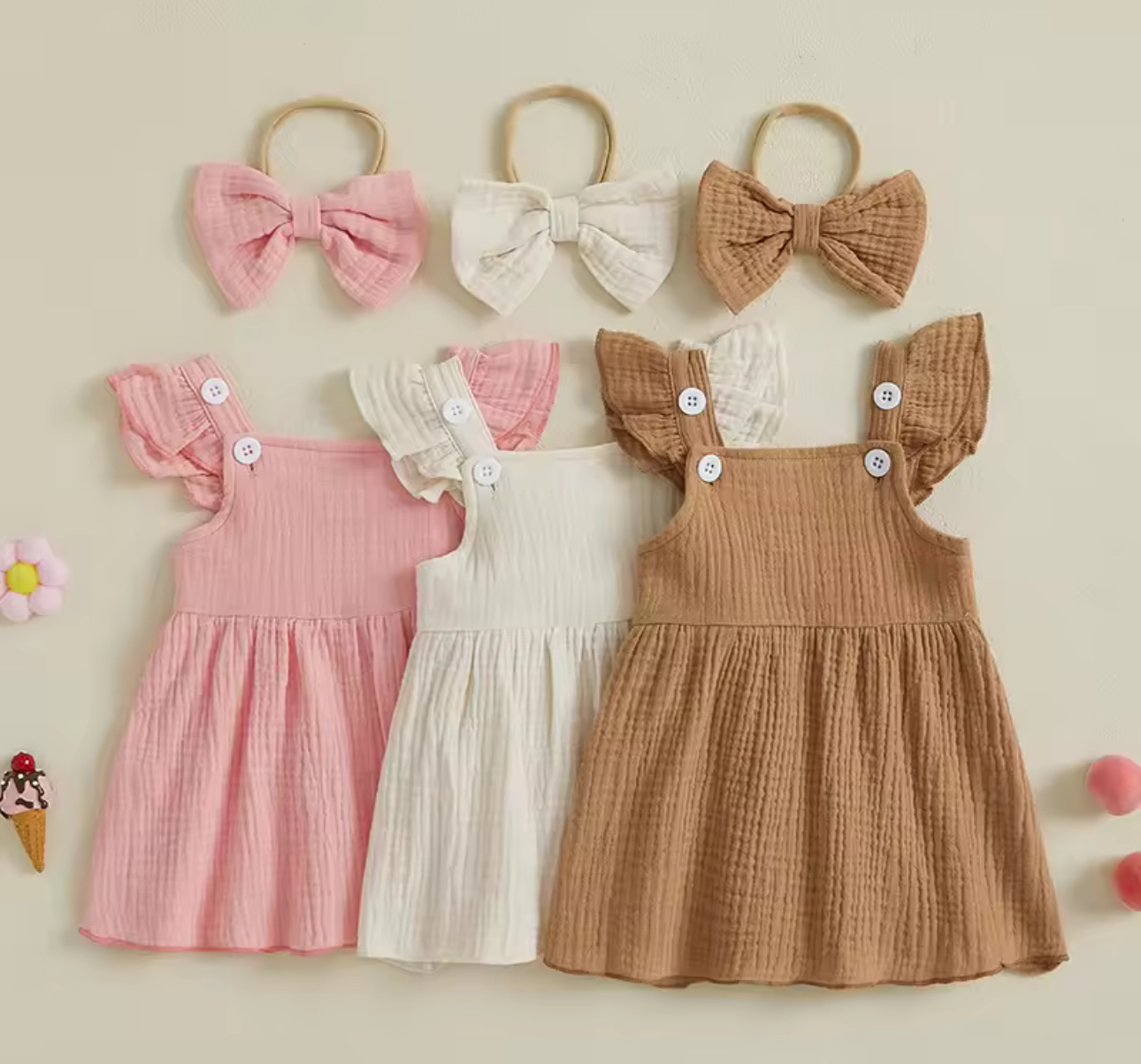 Baby Girl Muslin Onesie with Bow