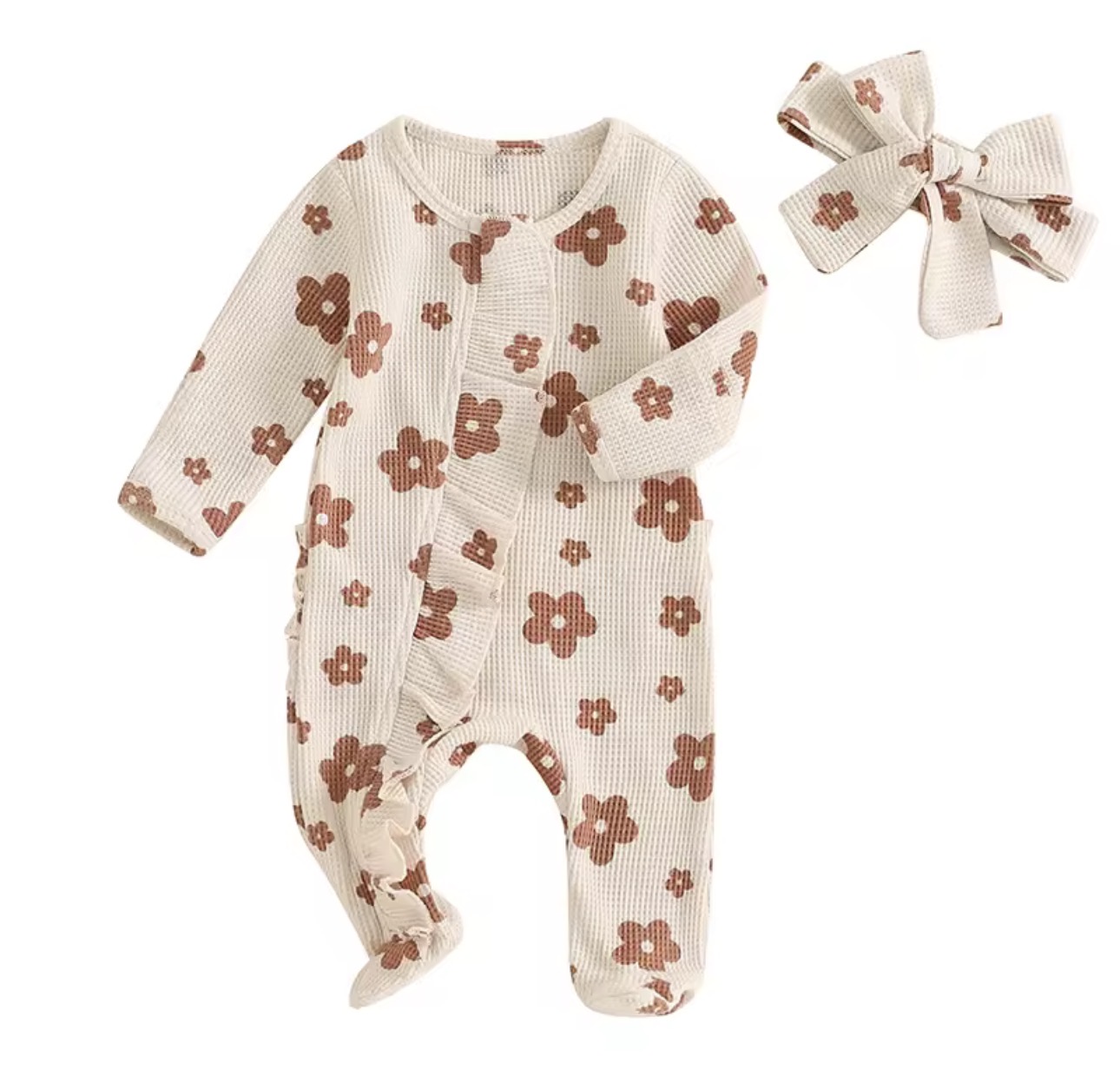 Pink Floral Baby Romper Set