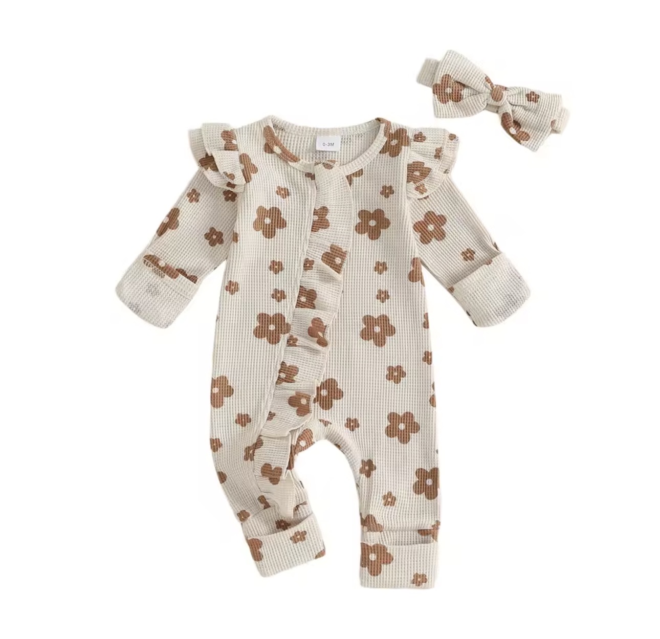 Baby floral romper with headband