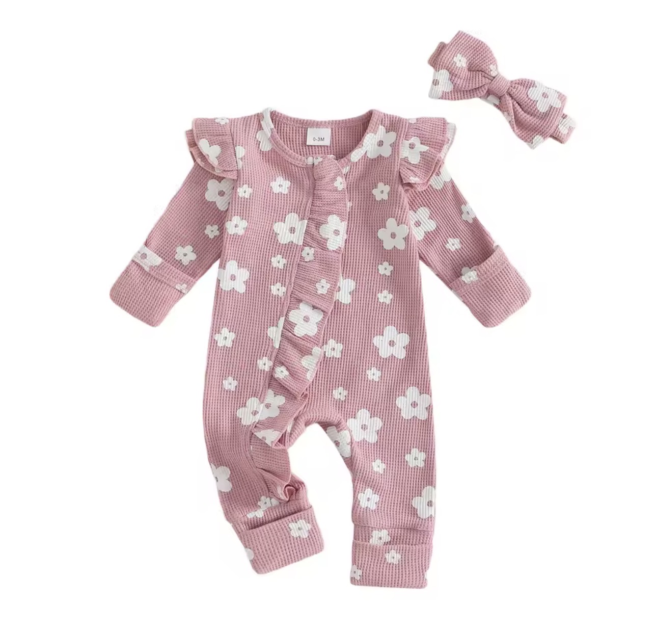 Baby floral romper with headband