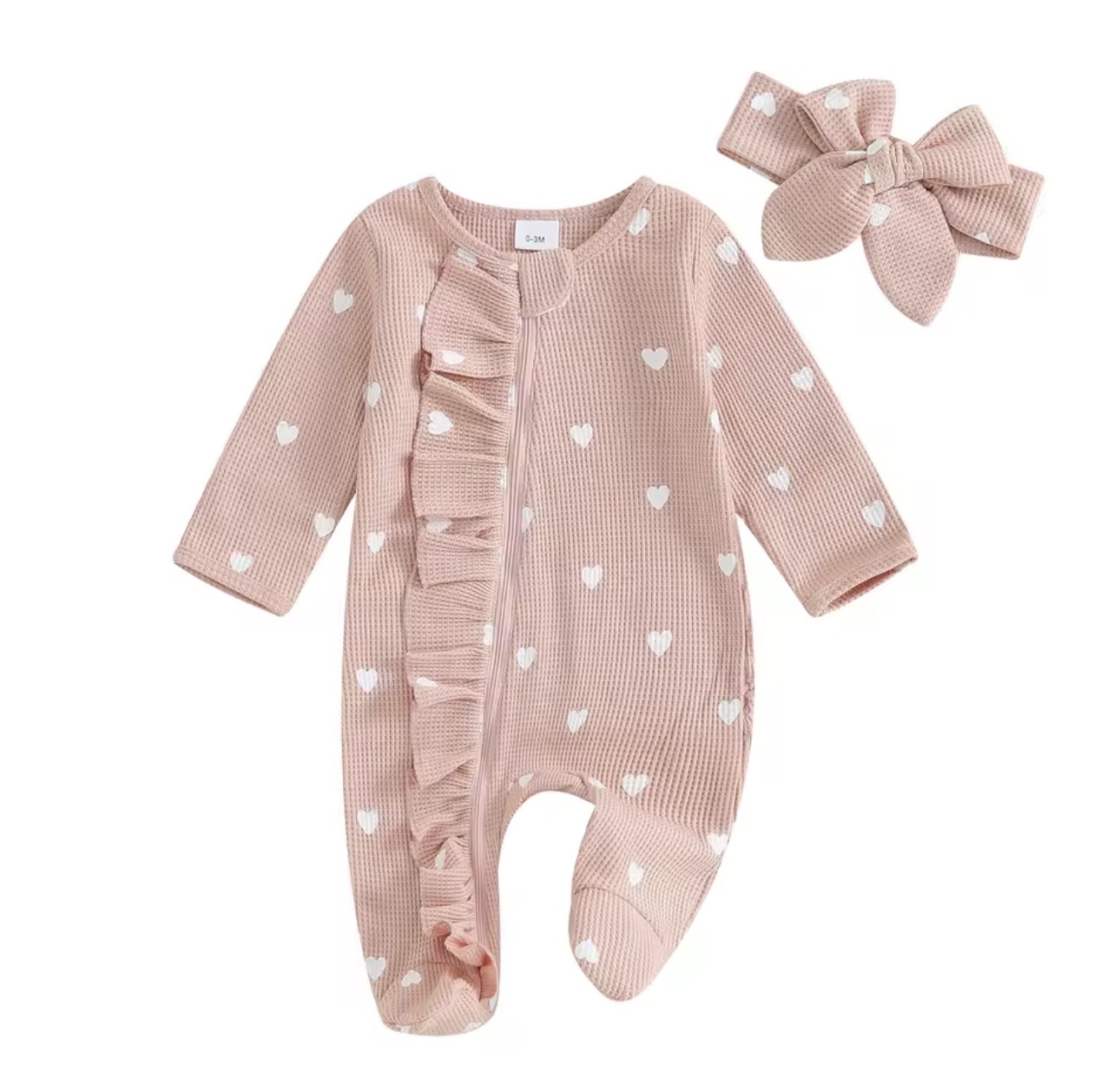 Baby Girl Long Sleeve Romper with Headband