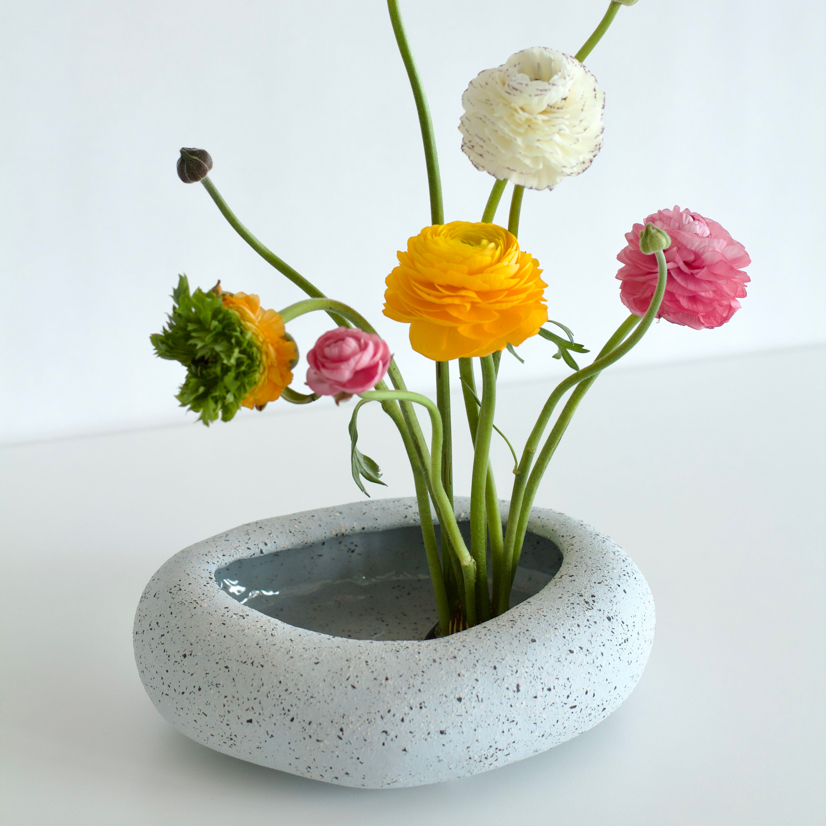 Shallow sky blue ikebana vase 