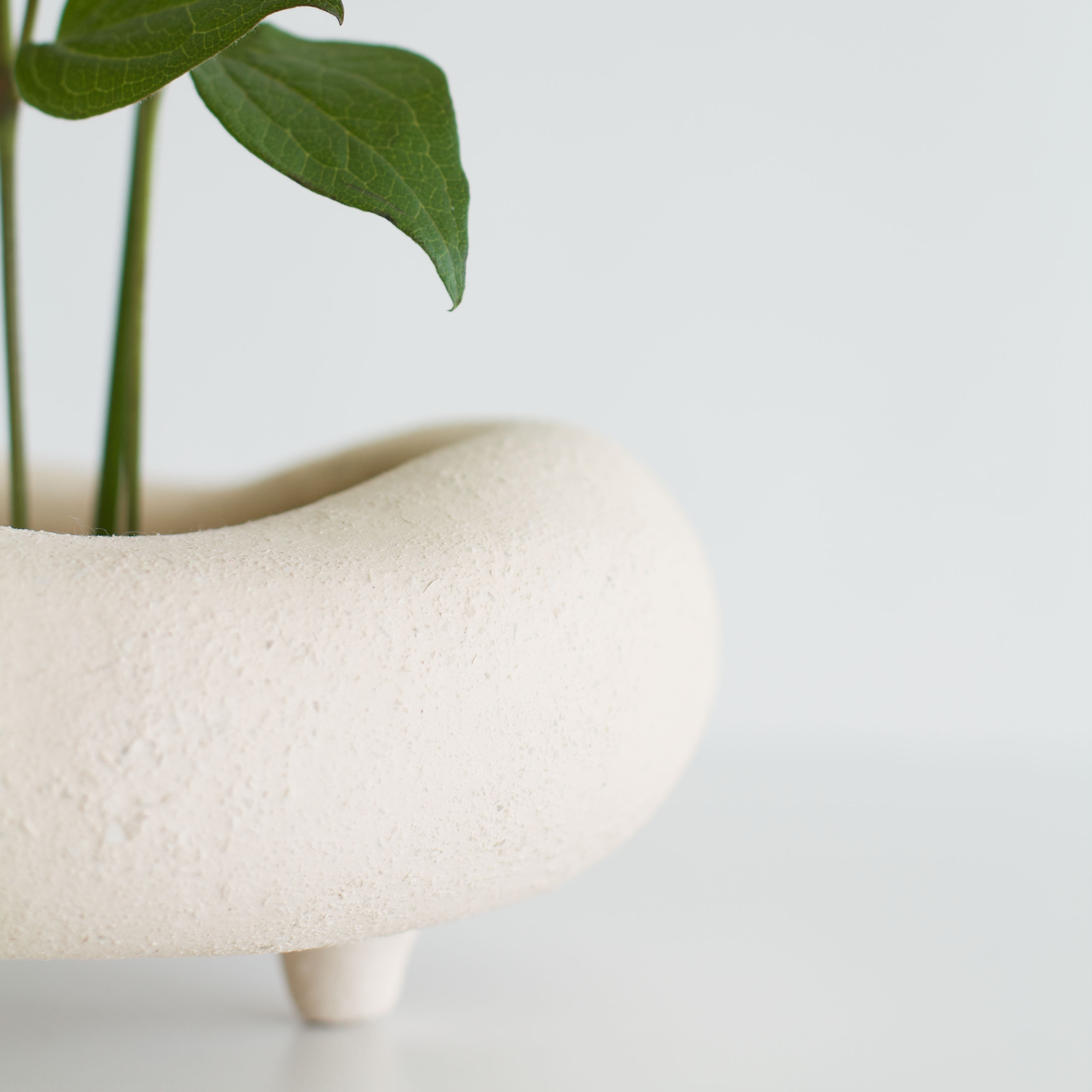 Shallow beige ikebana vase 