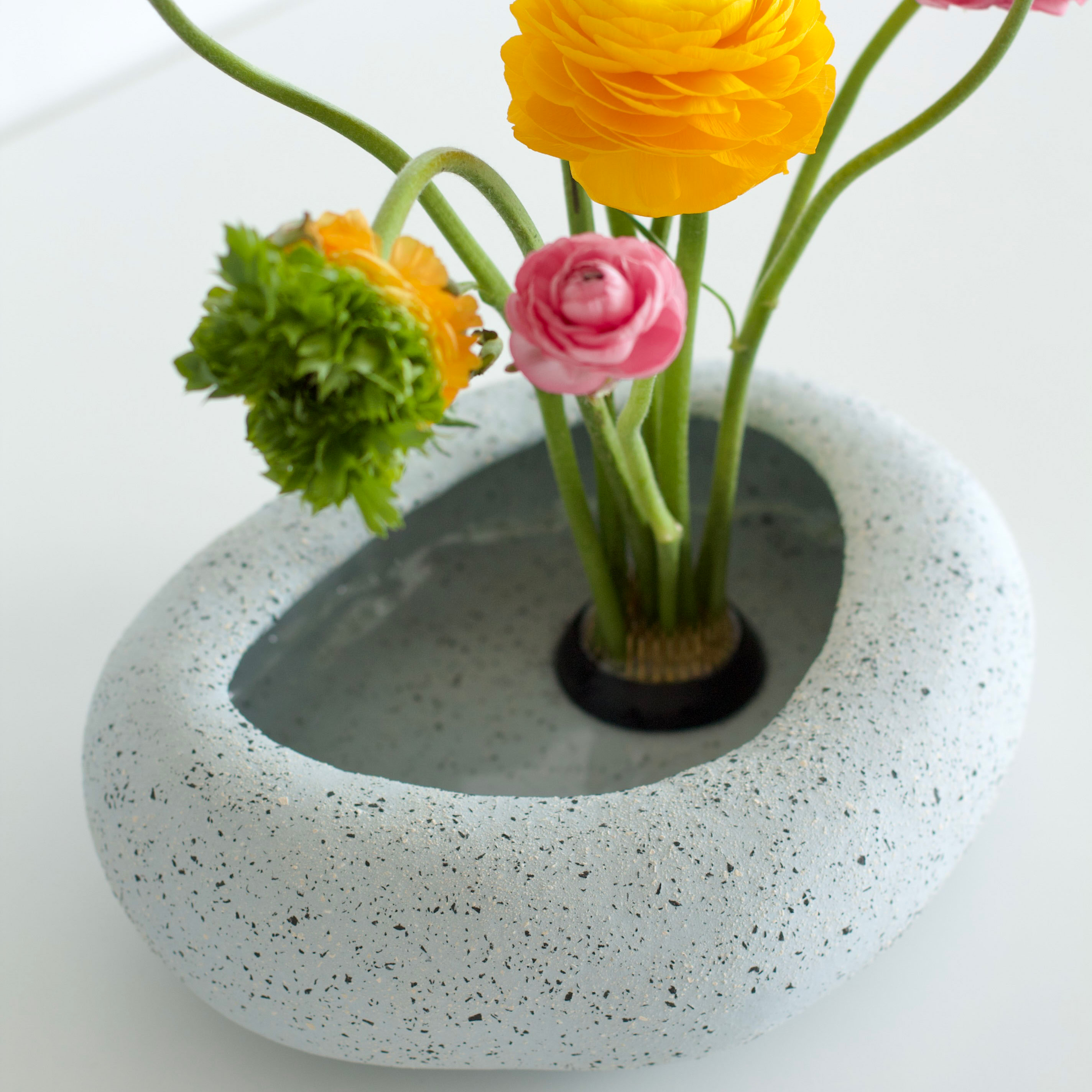 Shallow sky blue ikebana vase 