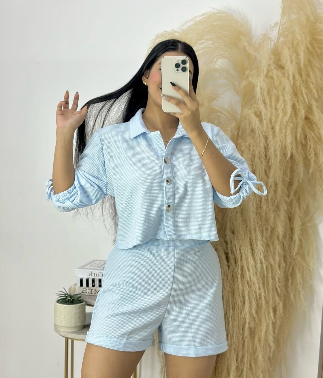 Conjunto de verano azul claro