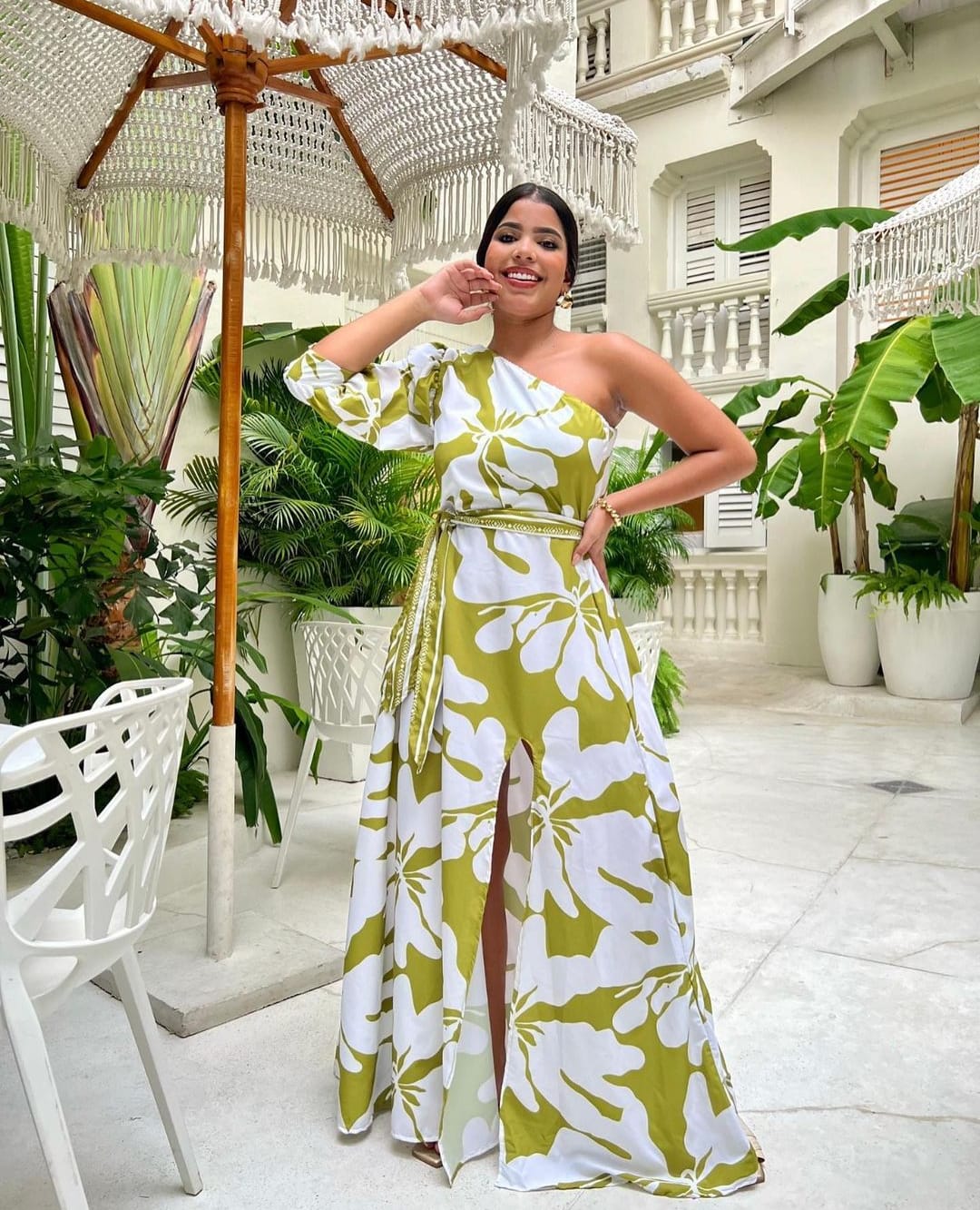 Vestido largo de un solo hombro