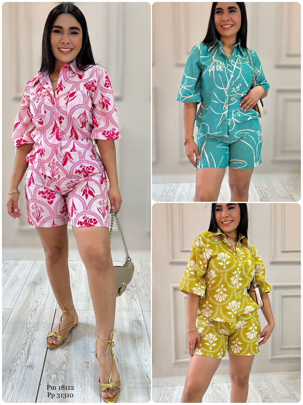 Conjunto de camisa y shorts estampados