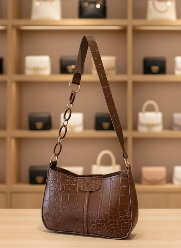 Bolso de hombro marrón