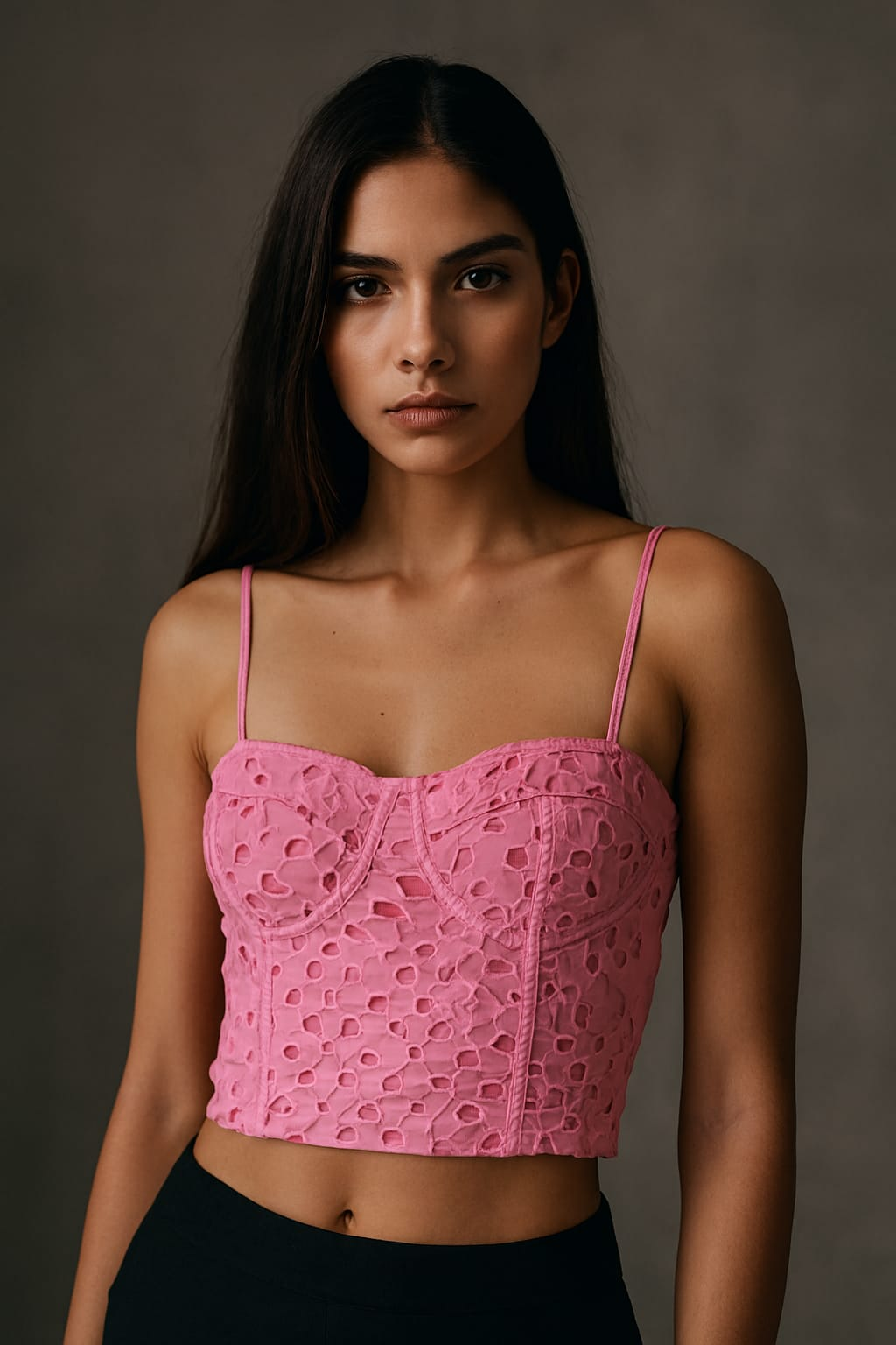 Top corto rosa de tirantes