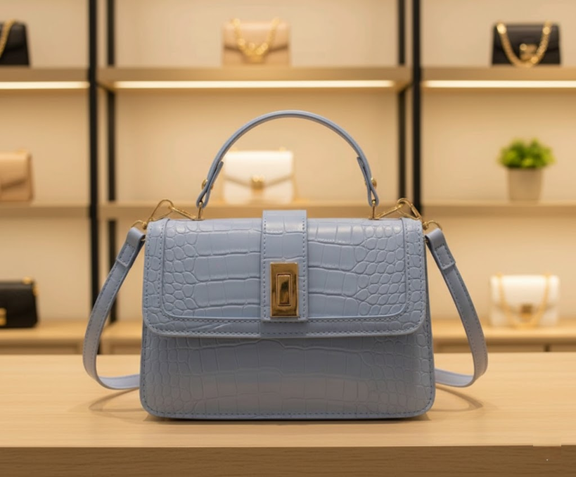 Bolso de mano azul elegante