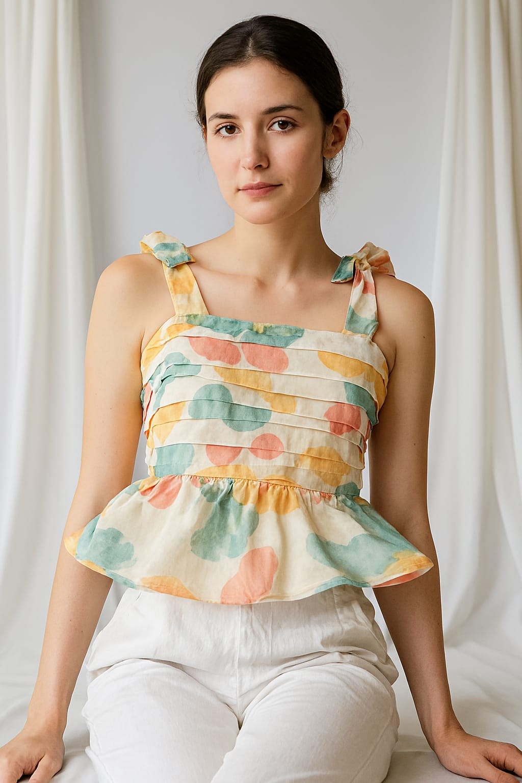 Blusa de tirantes con estampado abstracto