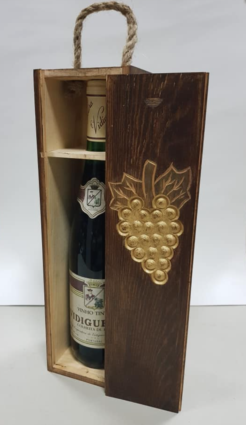 Caixa de madeira pintada à mão para garrafa de vinho