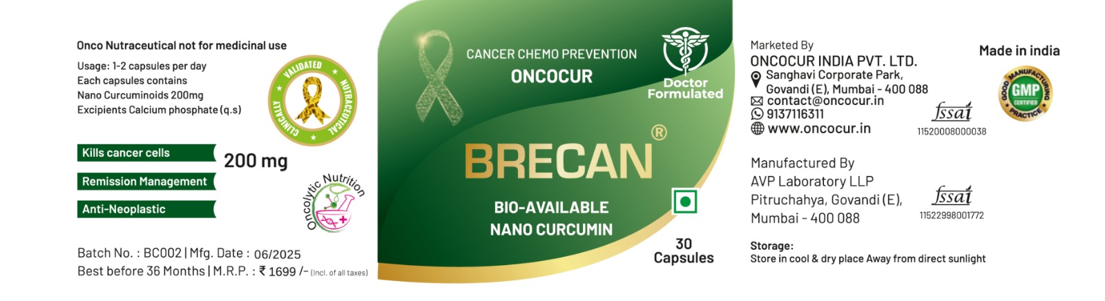 BRECAN Nano Curcumin Supplement