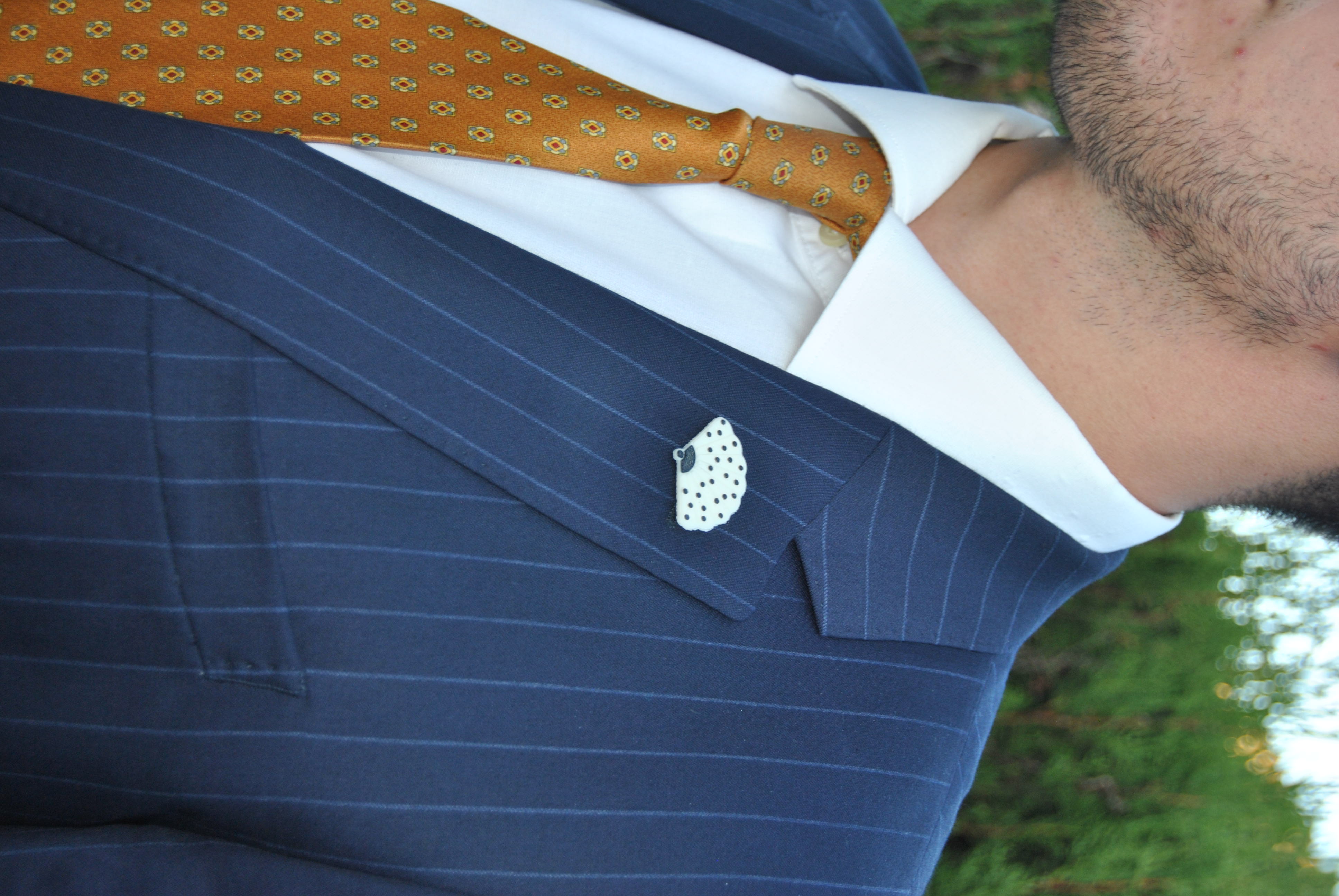 Abanico – Beige con lunares negros