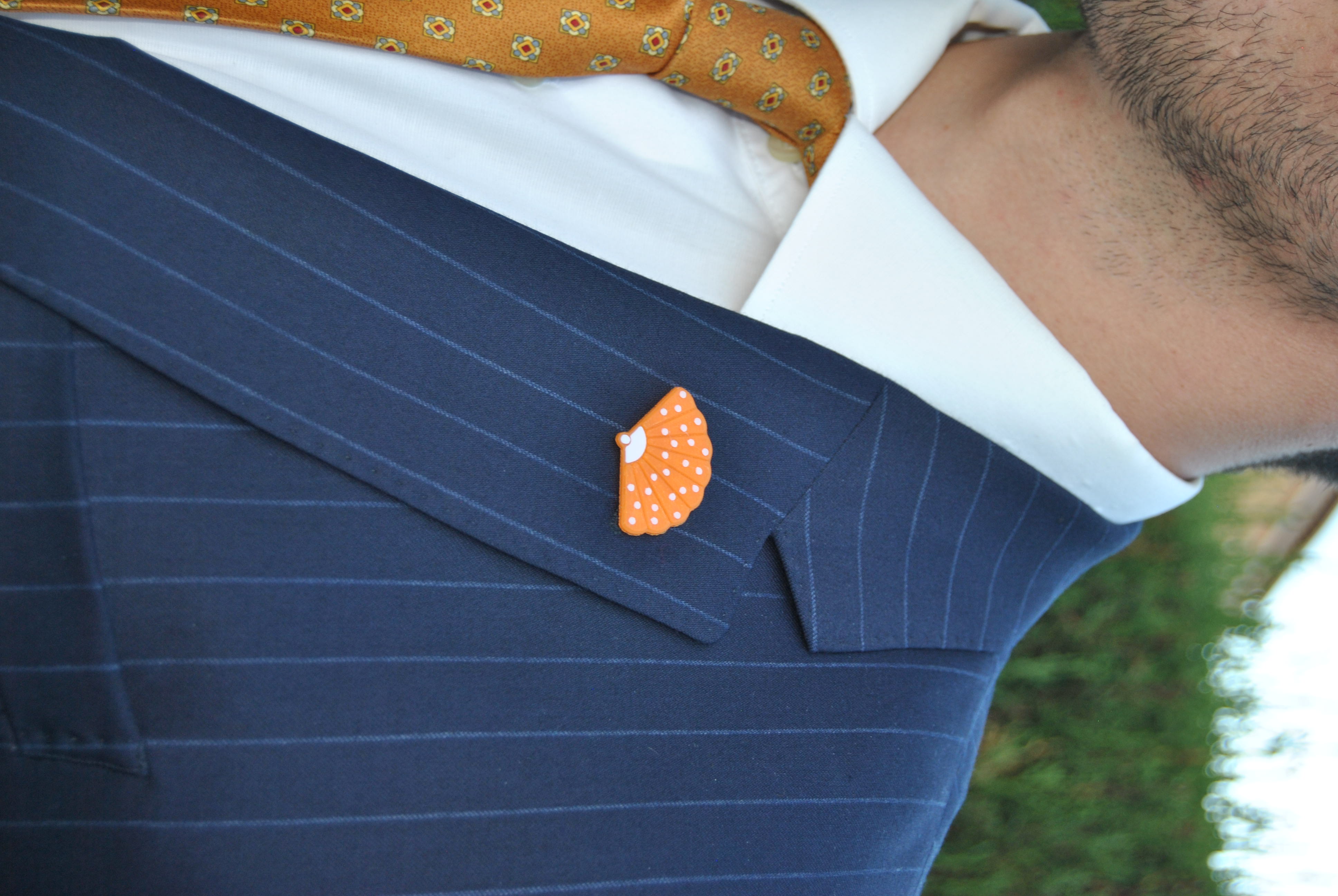 Abanico – Naranja con lunares blancos