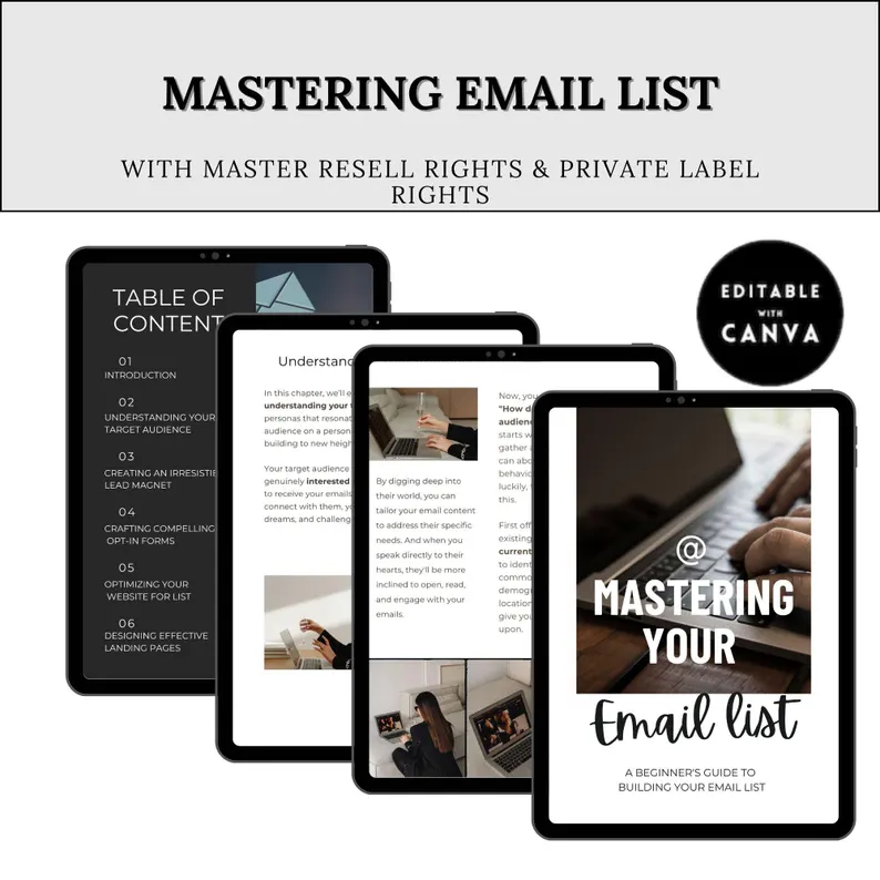 Email List Building PLR eBook | Canva Editable Template | Email Marketing & Lead Generation Guide | Digital Product for Resale PDF