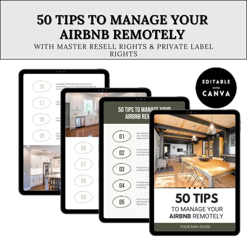 Airbnb Hosting PLR eBook | Editable Canva Template | Vacation Rental Guide | Property Management & Passive Income Digital Product