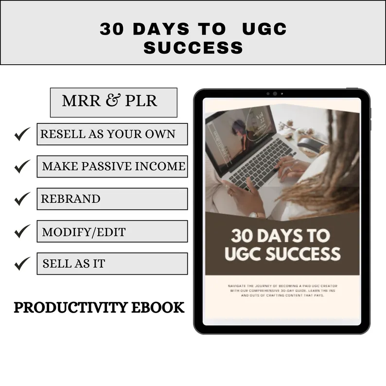 UGC Creator PLR eBook | Canva Editable Template | User Generated Content Guide | Social Media Growth & Side Hustle Digital Product