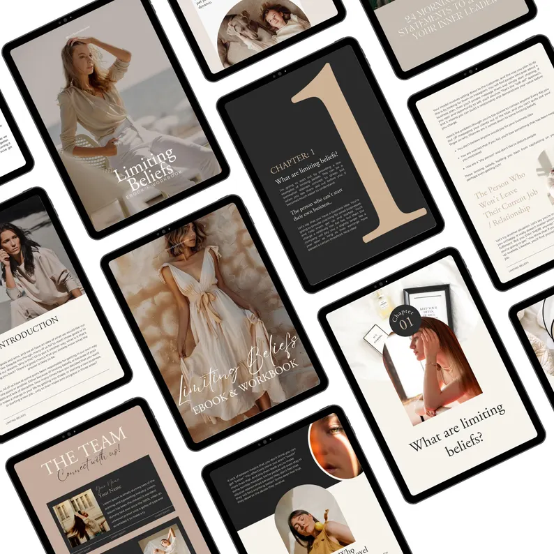 Coaching PLR eBook & Workbook | Editable Canva Template | Mindset and Limiting Beliefs Guide | Self-Help and Mental Wellness Digital Product