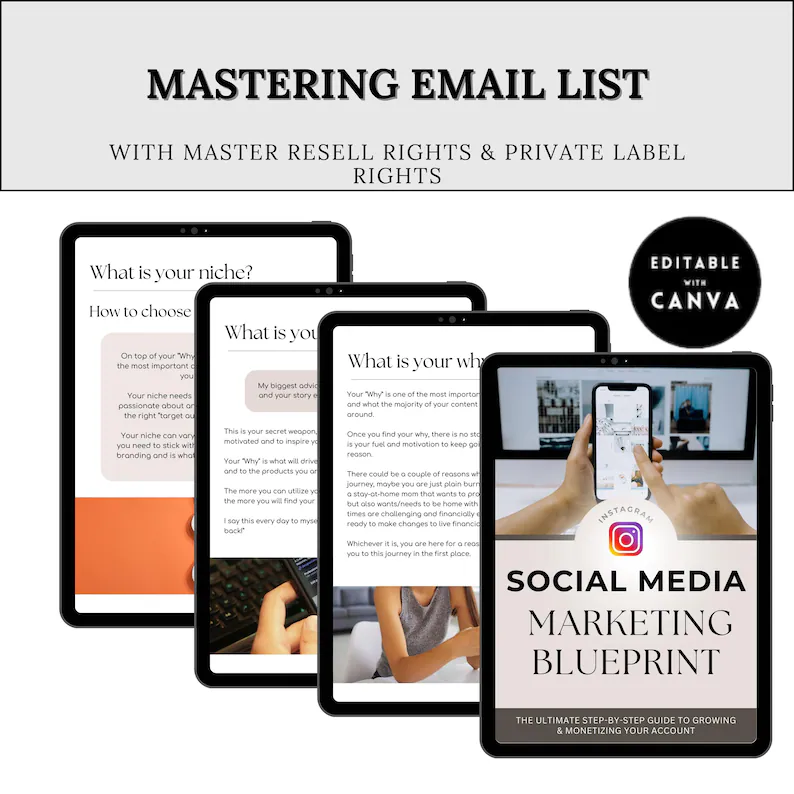 Social Media Marketing PLR eBook | Canva Editable Template | Instagram Growth & Content Strategy Guide | Digital Product with Resell Rights