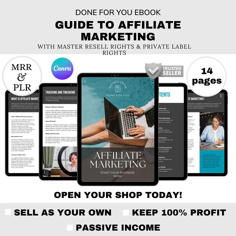 Affiliate Marketing PLR eBook | Editable Canva Template | Make Money Online Guide | Passive Income & Online Business Strategy