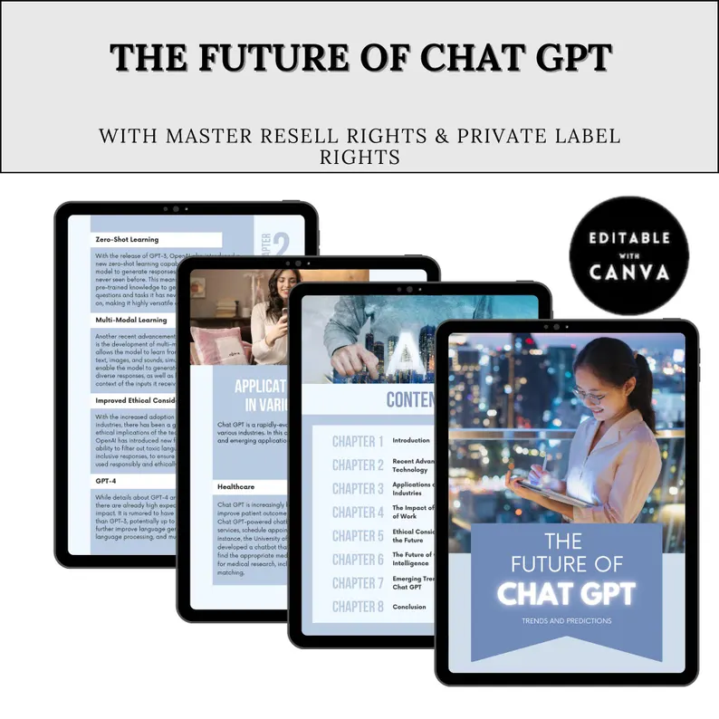 ChatGPT AI PLR eBook | Editable Canva Template | Future of AI & Business Tools Guide | Resell Rights Digital Product for Entrepreneurs
