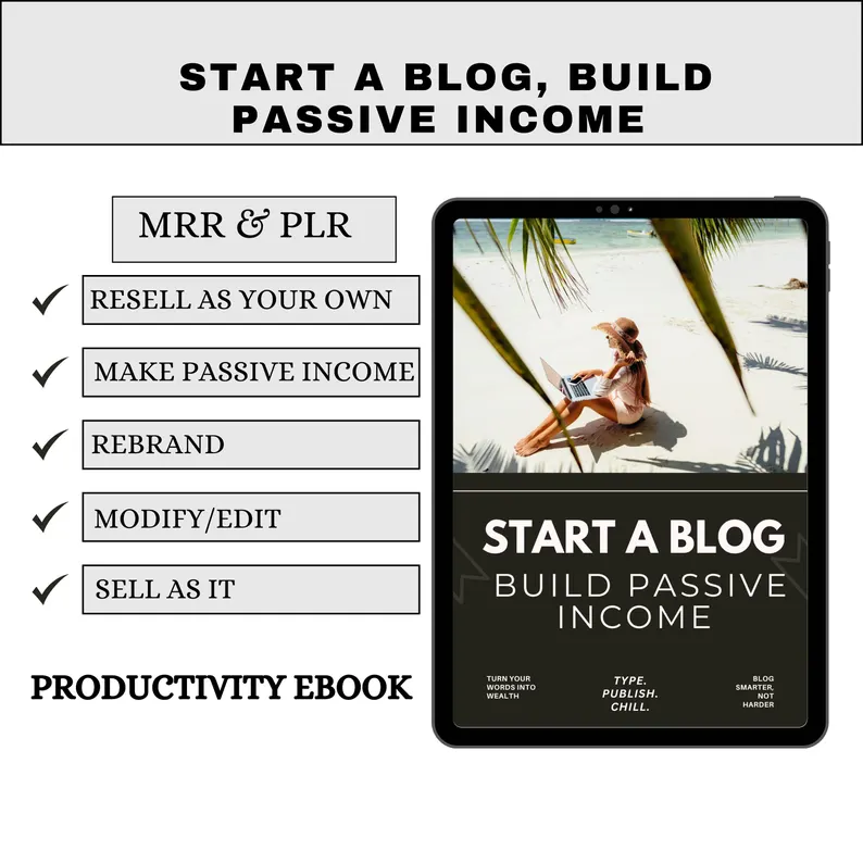 Passive Income PLR eBook | Editable Canva Template | Blogging, SEO & Affiliate Marketing Guide | Digital Product for Resale