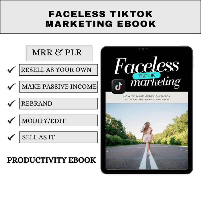TikTok Marketing PLR eBook | Faceless TikTok Canva Template | Social Media Growth & Monetization Guide | Affiliate, Passive Income Strategy