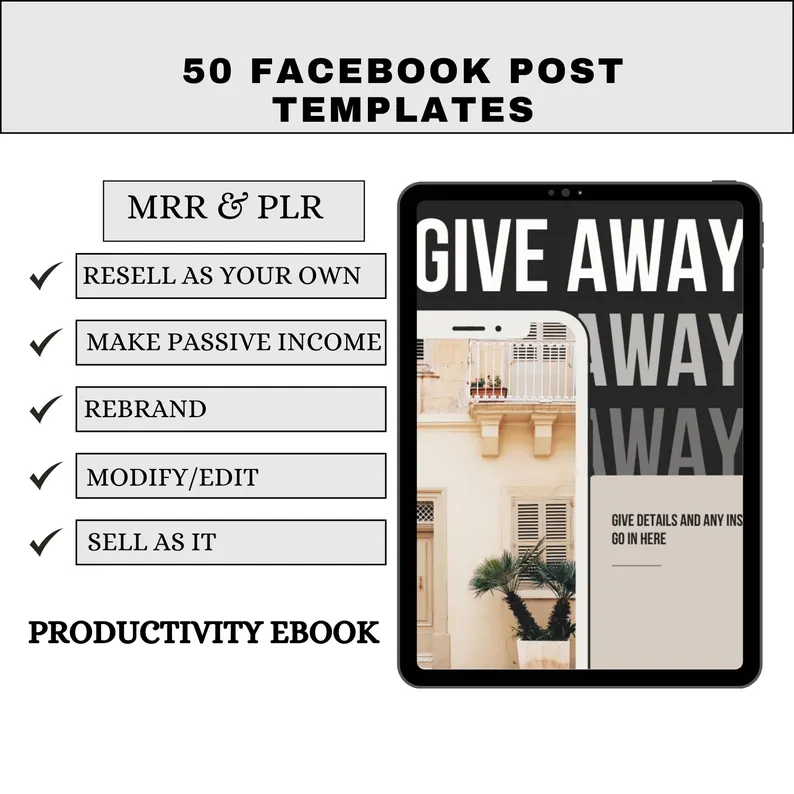 Facebook Post Templates PLR | Editable Canva Templates | Social Media Marketing Content Ideas | Digital Product for Entrepreneurs