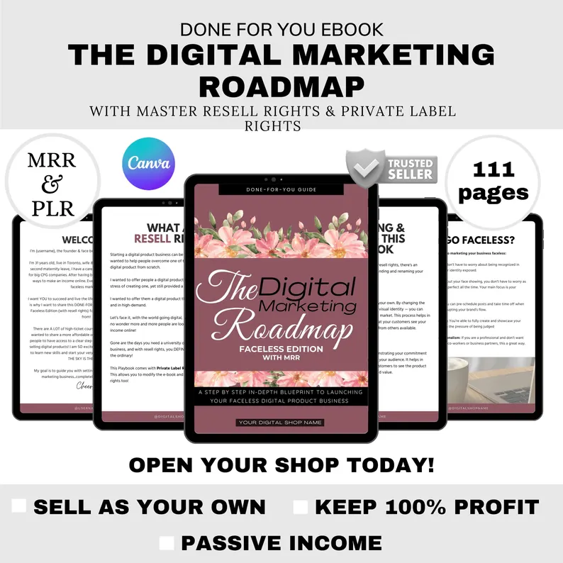 Digital Marketing PLR eBook | Canva Editable Template | Online Business Growth and Marketing Strategy Guide | Social Media & Email Marketing