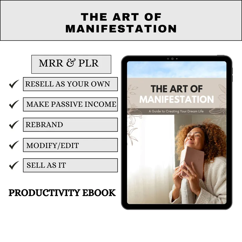 Manifestation PLR eBook | Law of Attraction Canva Template | Mindset & Affirmation Journal | Spiritual Growth and Abundance Guide