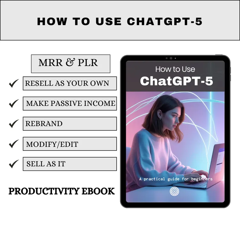 ChatGPT AI PLR eBook | Editable Canva Template | Beginner’s AI Guide & Tutorial | Digital Download with Resell Rights for Online Business