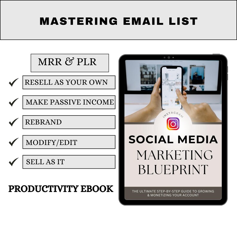 Social Media Marketing PLR eBook | Canva Editable Template | Instagram Growth & Content Strategy Guide | Digital Product with Resell Rights