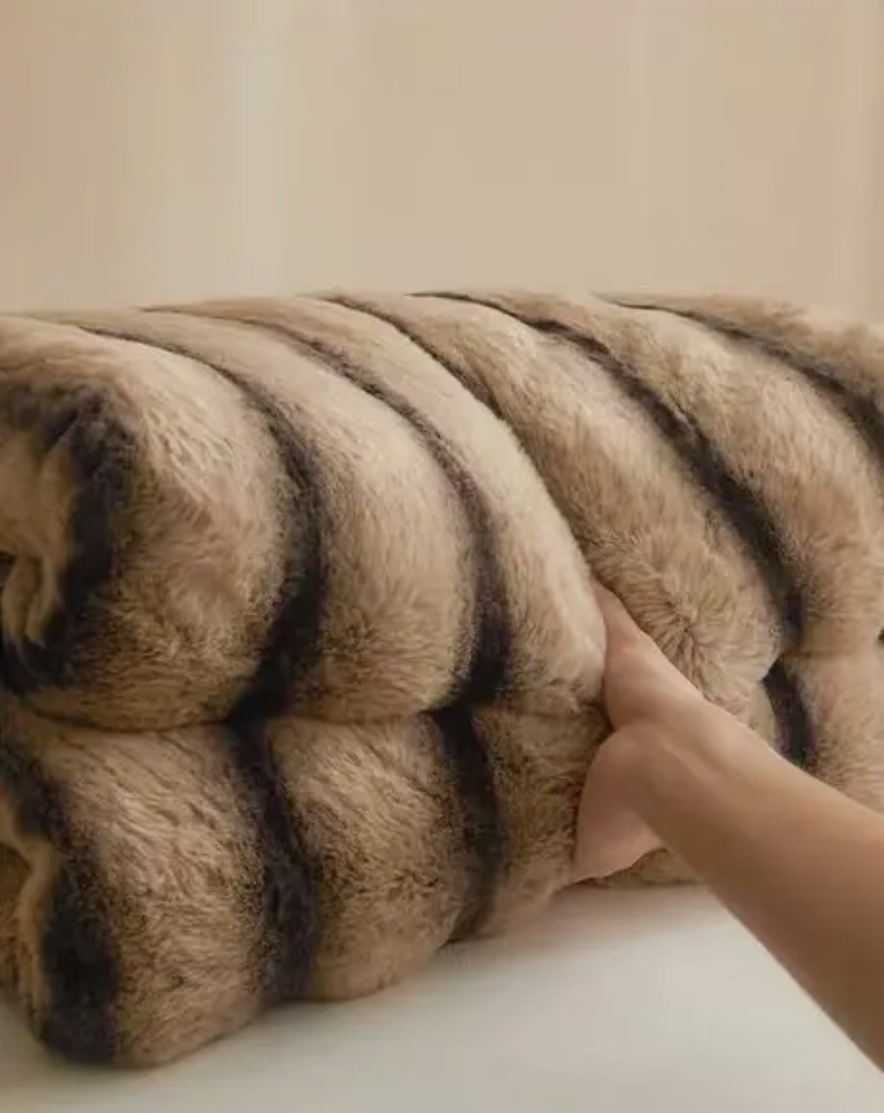 Striped Faux Fur Blanket