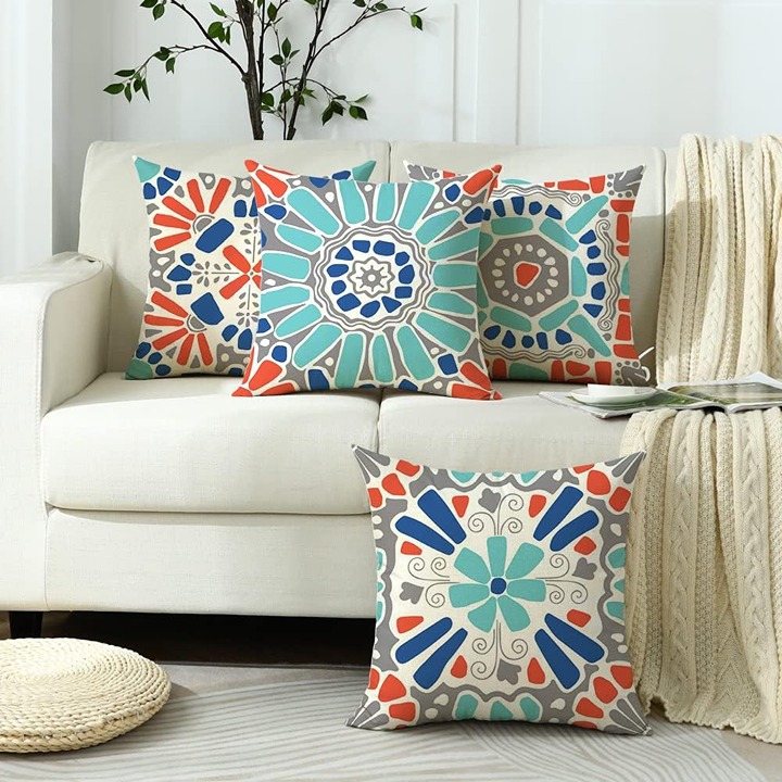 Geometric Patterned Outdoor Throw Pillow Covers