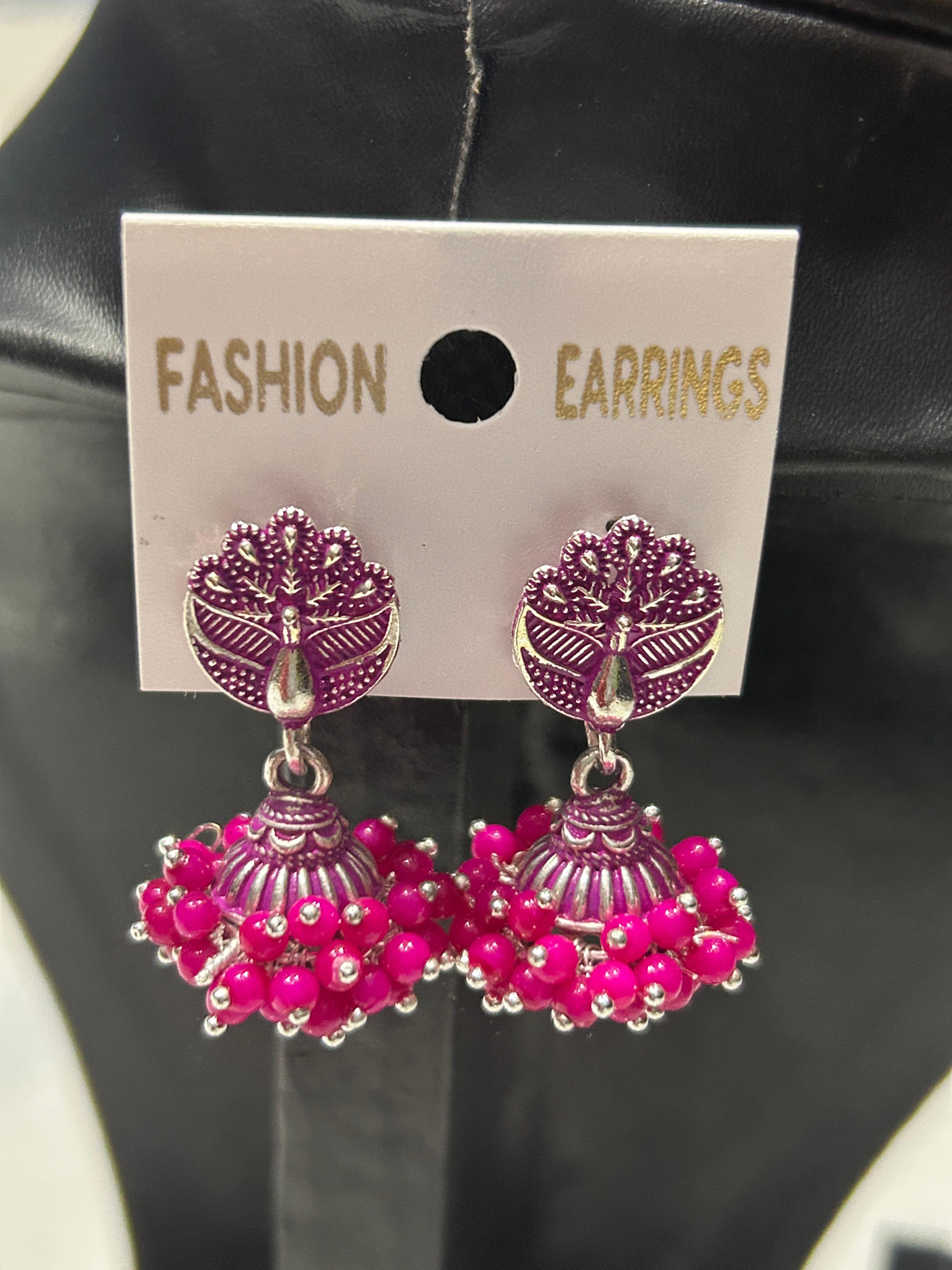 Traditional Pink Beaded Earrings